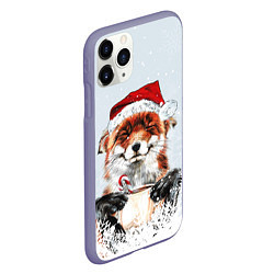 Чехол iPhone 11 Pro матовый Merry Christmas foxy, цвет: 3D-серый — фото 2