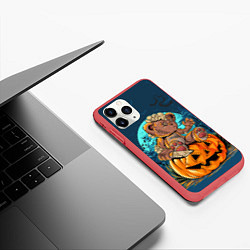 Чехол iPhone 11 Pro матовый Мишаня на тыкве, цвет: 3D-красный — фото 2