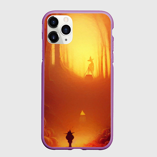 Чехол iPhone 11 Pro матовый Темная ведьма колдует в жутком лесу / 3D-Фиолетовый – фото 1