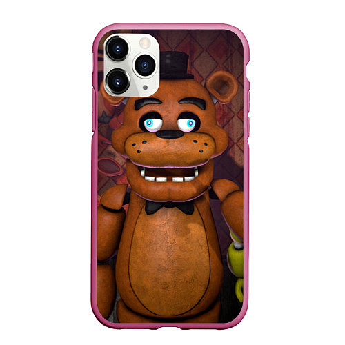 Чехол iPhone 11 Pro матовый Five Nights аt Frеddys / 3D-Малиновый – фото 1