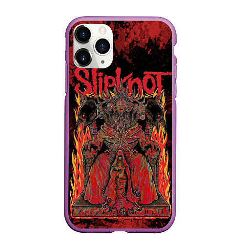 Чехол iPhone 11 Pro матовый Slipknot black and red / 3D-Фиолетовый – фото 1