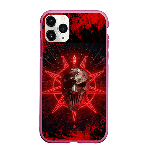 Чехол iPhone 11 Pro матовый Slipknot red satan star / 3D-Малиновый – фото 1