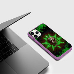 Чехол iPhone 11 Pro матовый Slipknot green star, цвет: 3D-фиолетовый — фото 2