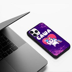 Чехол iPhone 11 Pro матовый Саша единорог с сердечком, цвет: 3D-черный — фото 2