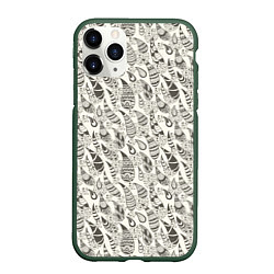 Чехол iPhone 11 Pro матовый Капля с этноузором, цвет: 3D-темно-зеленый
