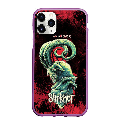 Чехол iPhone 11 Pro матовый Slipknot - козел / 3D-Фиолетовый – фото 1