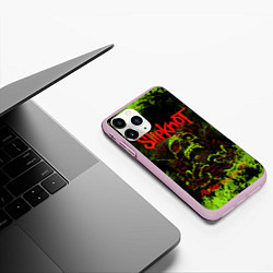 Чехол iPhone 11 Pro матовый Slipknot green череп, цвет: 3D-розовый — фото 2