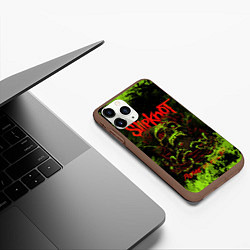 Чехол iPhone 11 Pro матовый Slipknot green череп, цвет: 3D-коричневый — фото 2