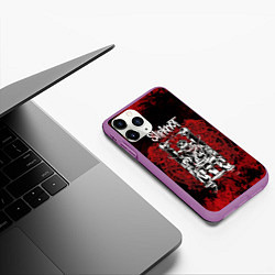 Чехол iPhone 11 Pro матовый Slipknot - скелет, цвет: 3D-фиолетовый — фото 2