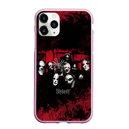 Чехол iPhone 11 Pro матовый Группа Slipknot / 3D-Розовый – фото 1