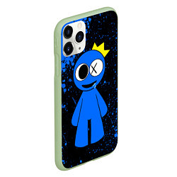 Чехол iPhone 11 Pro матовый Радужные друзья Синий - брызги краски, цвет: 3D-салатовый — фото 2