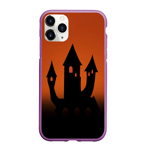 Чехол iPhone 11 Pro матовый Halloween - замок ведьм / 3D-Фиолетовый – фото 1