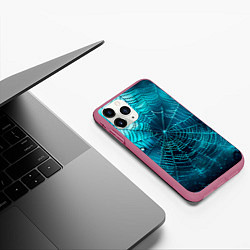 Чехол iPhone 11 Pro матовый Halloween паутина, цвет: 3D-малиновый — фото 2