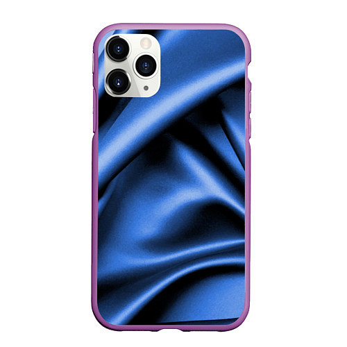 Чехол iPhone 11 Pro матовый Складки гладкой синей ткани / 3D-Фиолетовый – фото 1