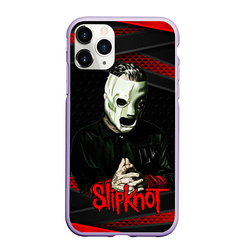 Чехол iPhone 11 Pro матовый Slipknot black & red / 3D-Светло-сиреневый – фото 1