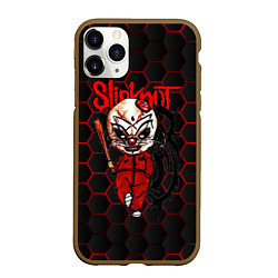 Чехол iPhone 11 Pro матовый Slipknot объемные соты, цвет: 3D-коричневый