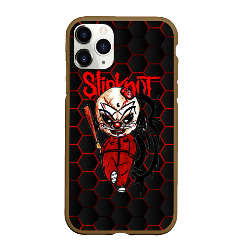 Чехол iPhone 11 Pro матовый Slipknot объемные соты / 3D-Коричневый – фото 1