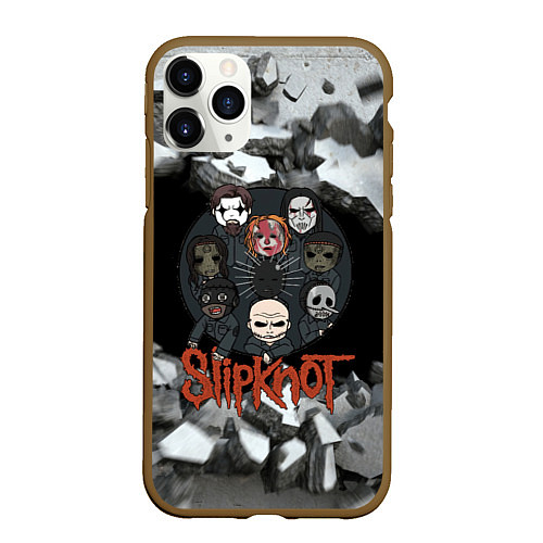 Чехол iPhone 11 Pro матовый Slipknot объемные плиты black / 3D-Коричневый – фото 1