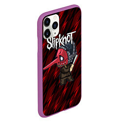 Чехол iPhone 11 Pro матовый Slipknot красные молнии, цвет: 3D-фиолетовый — фото 2