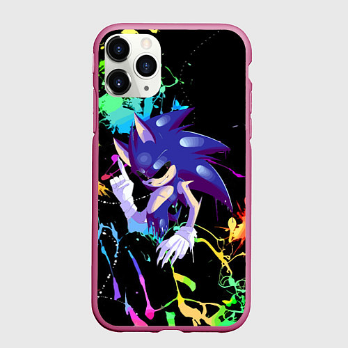 Чехол iPhone 11 Pro матовый Sonic Exe - Hedgehog - video game / 3D-Малиновый – фото 1