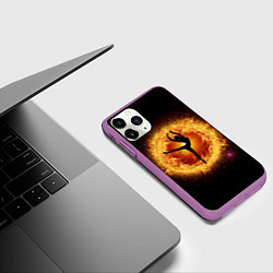 Чехол iPhone 11 Pro матовый Танец балерины в огненном шаре, цвет: 3D-фиолетовый — фото 2