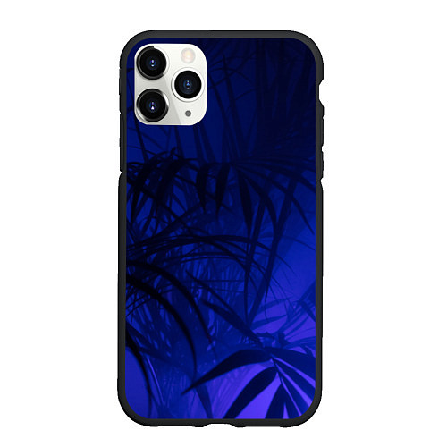 Чехол iPhone 11 Pro матовый Пальма в неоновом свете / 3D-Черный – фото 1