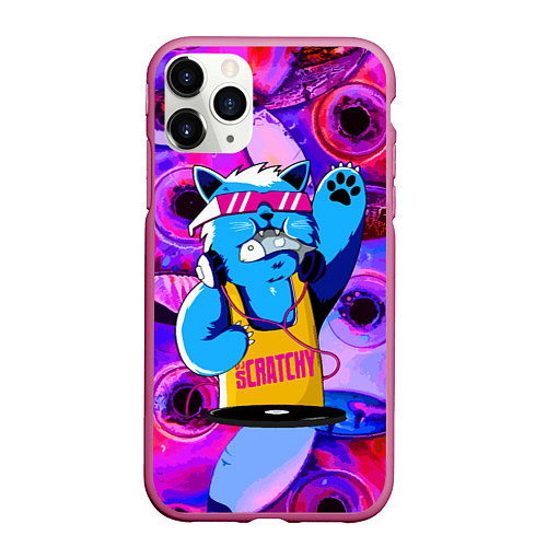 Чехол iPhone 11 Pro матовый DJ Scratchy in pink glasses / 3D-Малиновый – фото 1