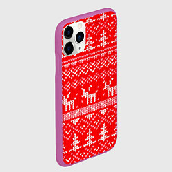 Чехол iPhone 11 Pro матовый Рождественский красный свитер с оленями, цвет: 3D-фиолетовый — фото 2