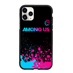 Чехол iPhone 11 Pro матовый Among Us - neon gradient: символ сверху, цвет: 3D-черный