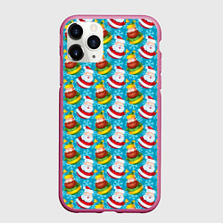 Чехол iPhone 11 Pro матовый Санта новогодний, цвет: 3D-малиновый