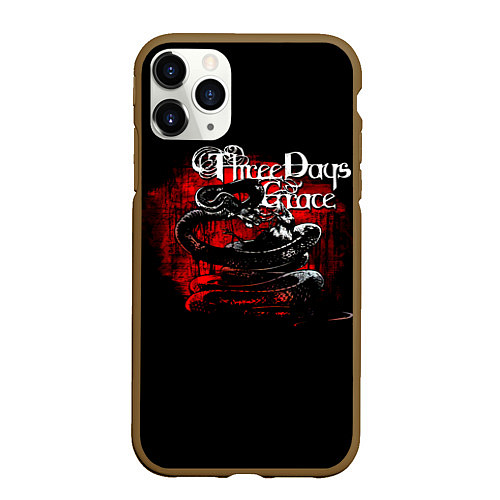 Чехол iPhone 11 Pro матовый Three Days Grace змея и ворон / 3D-Коричневый – фото 1