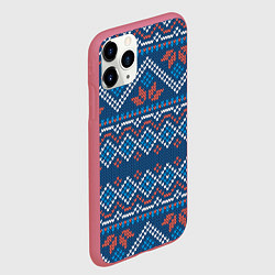Чехол iPhone 11 Pro матовый Зимний вязанный стиль, цвет: 3D-малиновый — фото 2