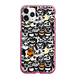 Чехол iPhone 11 Pro матовый Злобные панды, цвет: 3D-малиновый