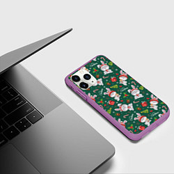 Чехол iPhone 11 Pro матовый Merry Christmas Rabbit 2023, цвет: 3D-фиолетовый — фото 2