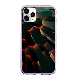 Чехол iPhone 11 Pro матовый Абстрактная геометрия во тьме, цвет: 3D-сиреневый
