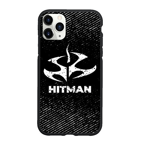 Чехол iPhone 11 Pro матовый Hitman с потертостями на темном фоне / 3D-Черный – фото 1