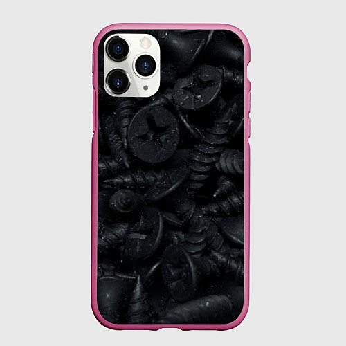 Чехол iPhone 11 Pro матовый Саморезы / 3D-Малиновый – фото 1