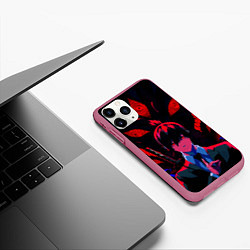 Чехол iPhone 11 Pro матовый Аки Хаякава Kon - Человек бензопила, цвет: 3D-малиновый — фото 2