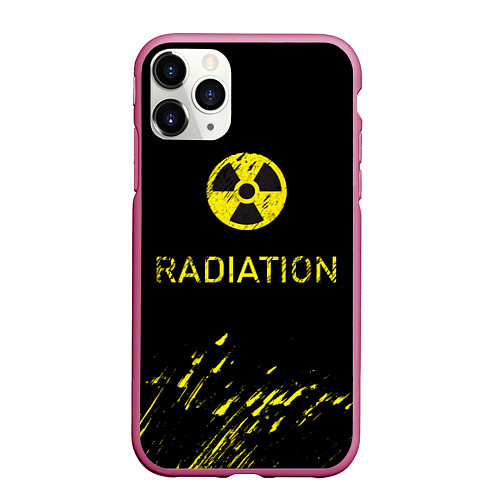 Чехол iPhone 11 Pro матовый Radiation - радиационная опасность / 3D-Малиновый – фото 1