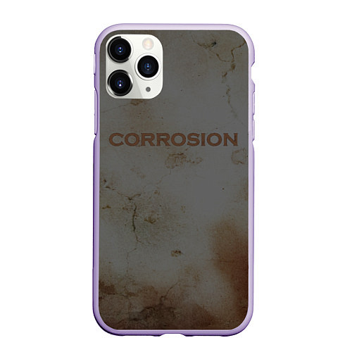 Чехол iPhone 11 Pro матовый Corrosion - рыжая ржавчина / 3D-Светло-сиреневый – фото 1