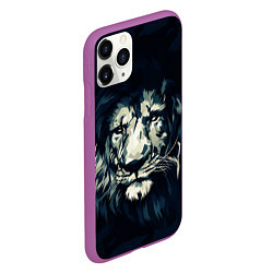 Чехол iPhone 11 Pro матовый Голова царя-зверей льва, цвет: 3D-фиолетовый — фото 2