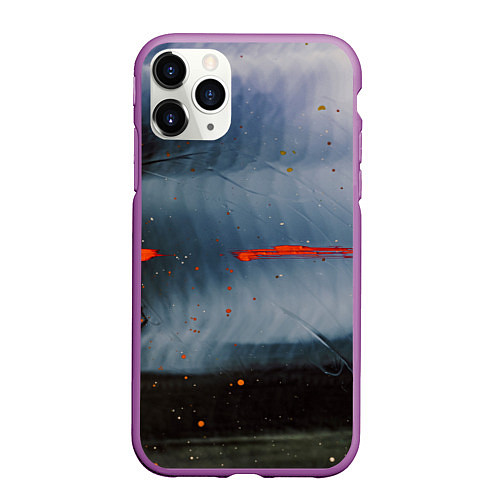 Чехол iPhone 11 Pro матовый Абстрактный синий туман и мазки красок / 3D-Фиолетовый – фото 1