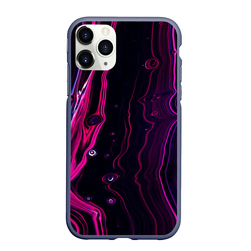 Чехол iPhone 11 Pro матовый Фиолетовые линии песка во тьме / 3D-Серый – фото 1