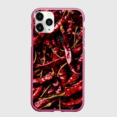 Чехол iPhone 11 Pro матовый Перчики чили / 3D-Малиновый – фото 1