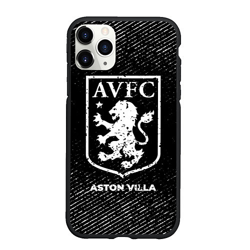 Чехол iPhone 11 Pro матовый Aston Villa с потертостями на темном фоне / 3D-Черный – фото 1