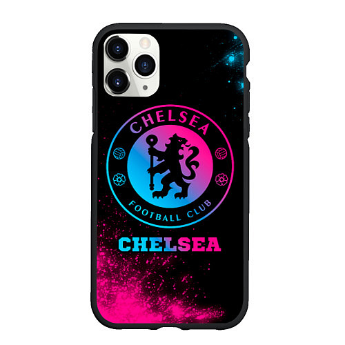 Чехол iPhone 11 Pro матовый Chelsea - neon gradient / 3D-Черный – фото 1