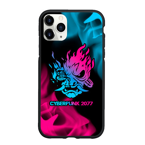 Чехол iPhone 11 Pro матовый Cyberpunk 2077 - neon gradient / 3D-Черный – фото 1