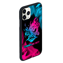 Чехол iPhone 11 Pro матовый Cyberpunk 2077 - neon gradient, цвет: 3D-черный — фото 2