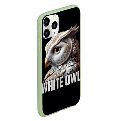 Чехол iPhone 11 Pro матовый Белый филин, цвет: 3D-салатовый — фото 2