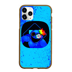 Чехол iPhone 11 Pro матовый Радужные друзья: Синий глитч, цвет: 3D-коричневый